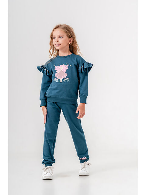 Mışıl Kids Peri Kız Baskılı Çiçek Desenli Kız Çocuk Alt Üst Eşofman Takımı - S000285035-19393