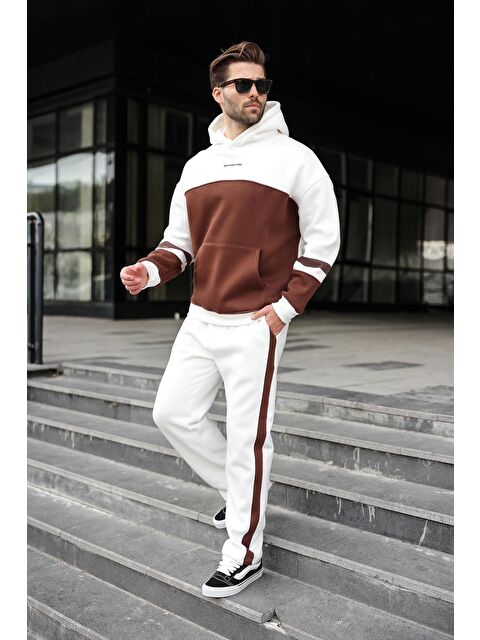 Madmext Ekru Alt Üst Kapüşonlu Eşofman Takımı E7340 - S000465666-19965