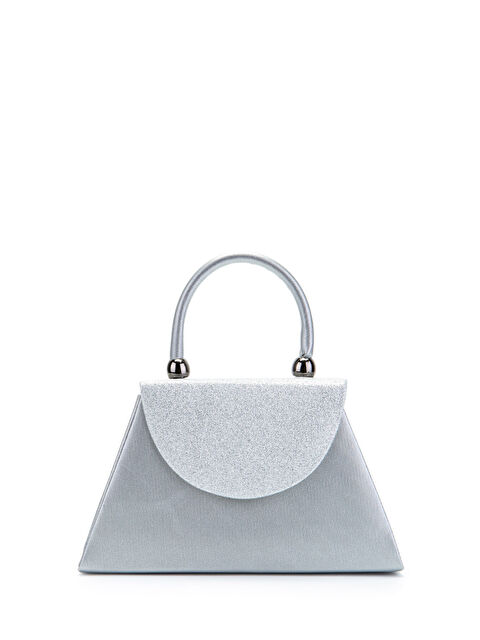 Minebag Minimalist Tasarım Simli Kapaklı Lip Abiye El Çantası Gümüş