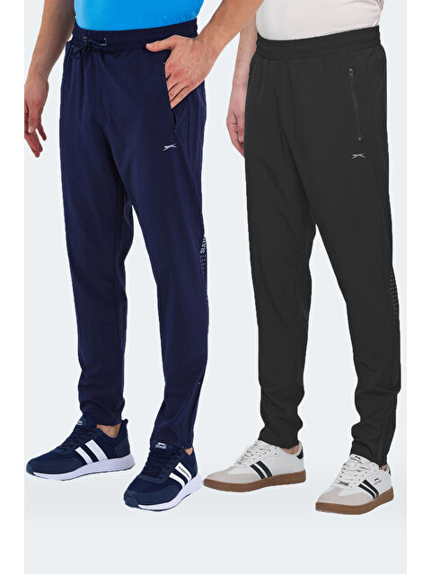 SLAZENGER GRIET 2 Lİ SET Erkek Fermuar Cepli Siyah - Lacivert Eşofman Altı - S000459643-37436