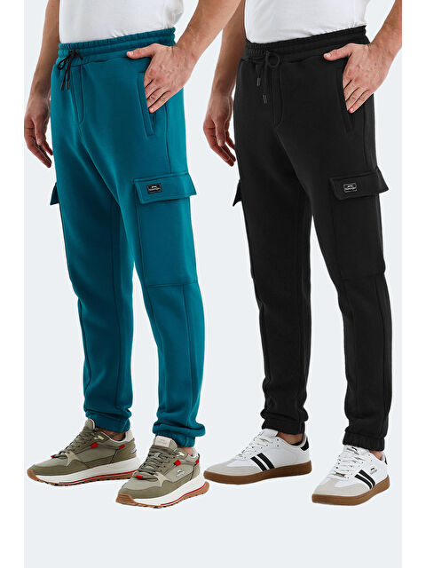 SLAZENGER VALORA 2 Lİ SET Erkek Kargo Cepli Siyah - Petrol Eşofman Altı - S000522288-23173