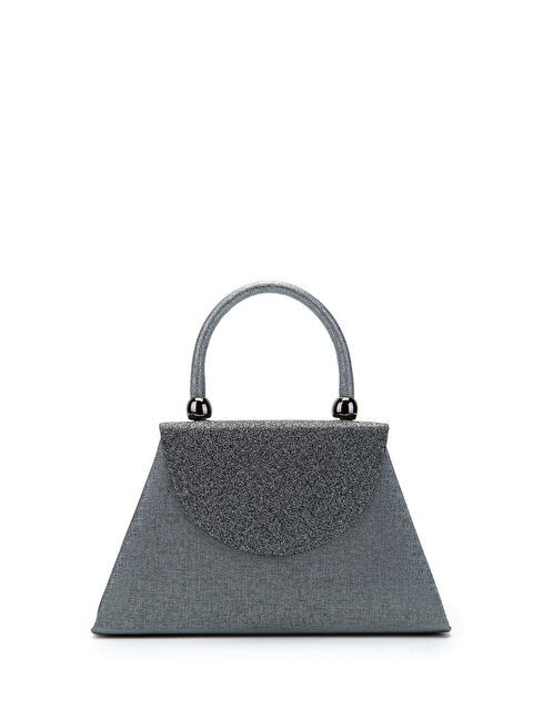 Minebag Minimalist Tasarım Simli Kapaklı Lip Abiye El Çantası Antrasit