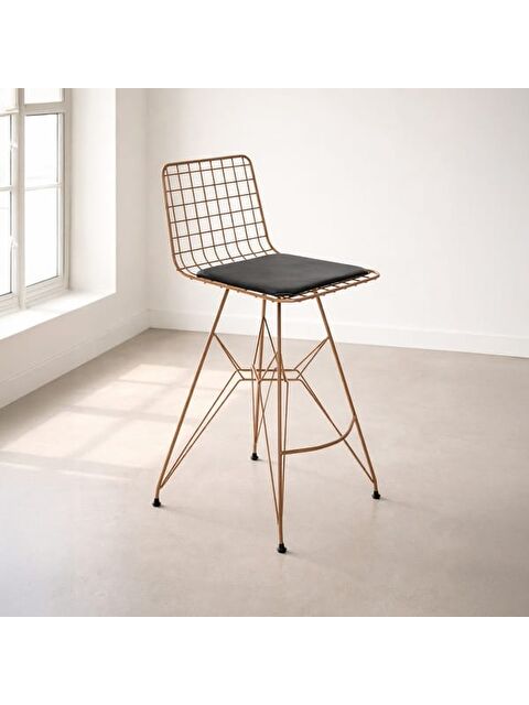 Akın Lüx Tel Bar Taburesi - Bakır / Siyah