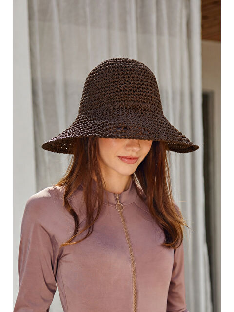 Remsa El Örgü Hasır Şapka RŞ-83 Kahverengi