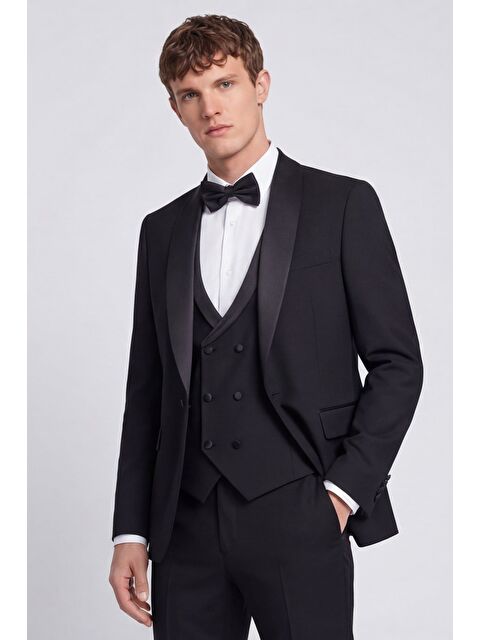 Sabri Özel Giotelli Erkek Siyah Dar Kesim Slim Fit Yünlü Dokuma 6 Drop Smokin Takım Elbise