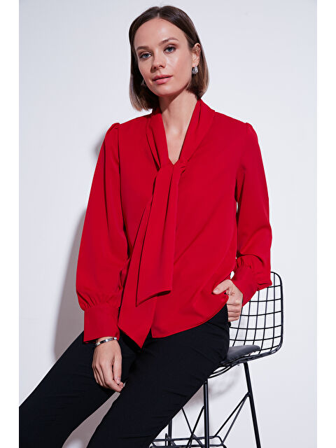 Lela Regular Fit Bağlama Detaylı V Yaka Kadın Gömlek 611GO0202 - S000265251-20045