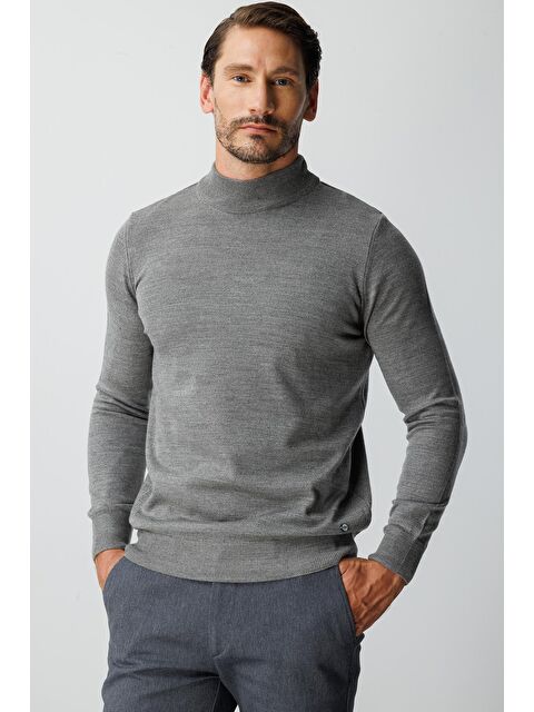 igs Antrasit Dar Kalıp Yarım Balıkçı Düz Uzun Kollu Triko - S000489980-20600