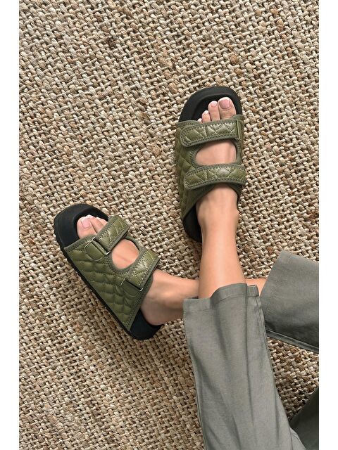 Straswans Flex  Kadın  Kapitone Detay  Günlük Terlik Haki - S000512943-18547