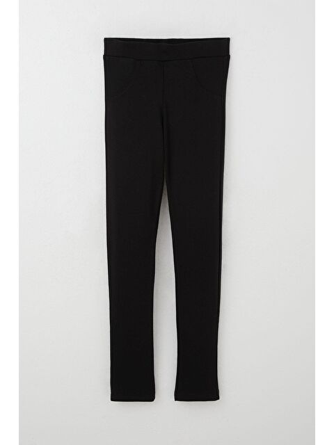 Breeze Kız Çocuk Tayt Cep Kısmı Kontrast Dikiş Detaylı Siyah (7-12 Yaş) - S000355987-19351