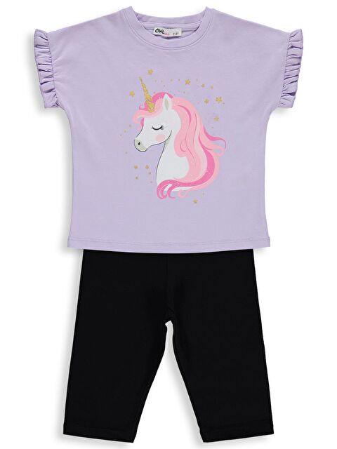 Civil Girls Baskılı 2-5 Yaş Takım - Lila