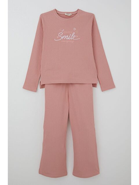 Breeze Kız Çocuk Pantolonlu Takım Yazı & Kalp Nakışlı Pantolonu Fiyonk Aksesuarlı Gülkurusu (4-8 Yaş) - S000505719-20028