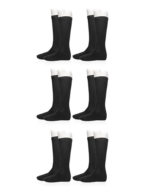 Line Smart 6'lı Erkek Siyah Pamuklu Yumuşak Kaliteli Uzun Asker Çorabı - S000268386-19351