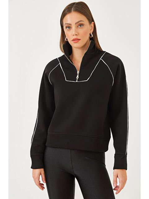 SHADE Kadın Yarım Fermuarlı Oversize Sweatshirt - S000291018-19351