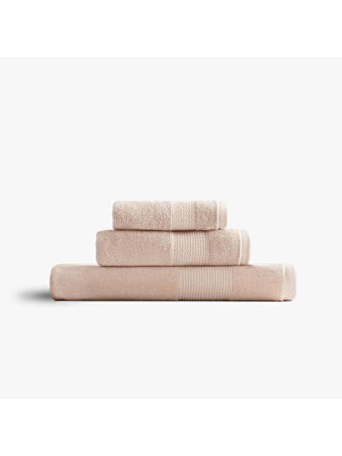 Green Black Lara 3'lü Havlu Seti %100 Pamuk Bordürlü Açık Somon - S000502363-23047