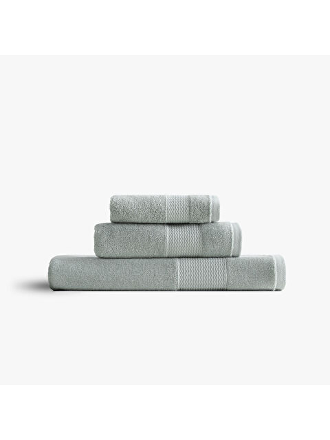 Green Black Lara 3'lü Havlu Seti %100 Pamuk Bordürlü Yeşil - S000502364-18194