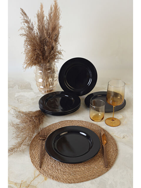 Keramika Siyah Assos Pasta Tabağı 22 Cm 6 Adet - S000502369-19351