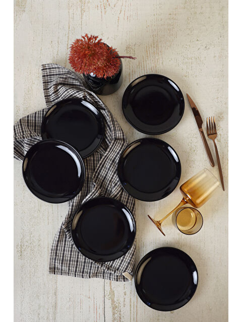 Keramika Siyah Delta Pasta Tabağı 17 Cm 6 Adet - S000502370-19351