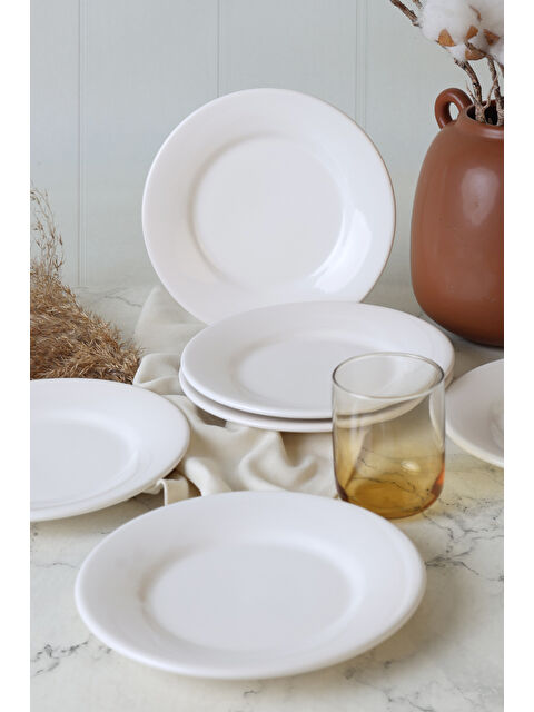 Keramika Beyaz Linda Pasta Tabağı 19 Cm 6 Adet - S000502371-20063