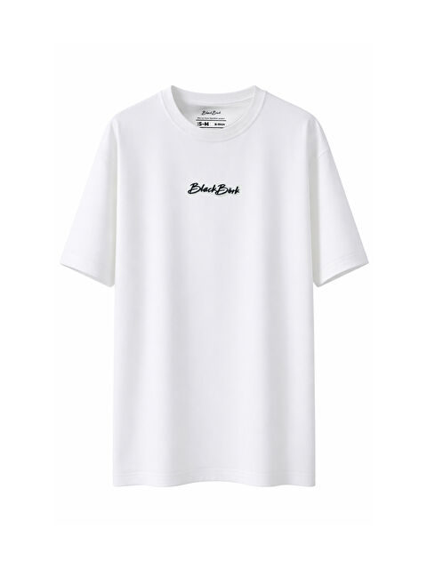 BlackBörk Nakışlı Oversize Off White B-Shirt - S000512117-20063