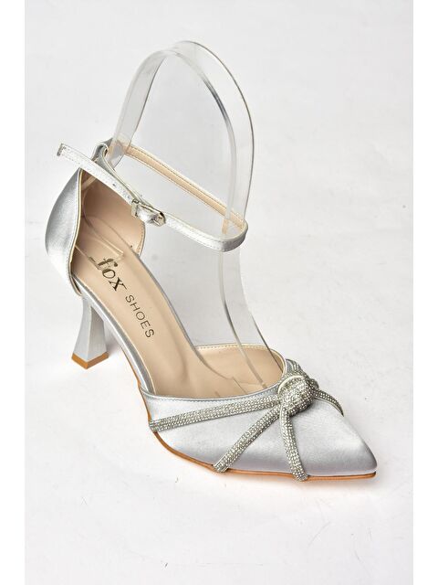 Fox Shoes S2460619 Gümüş Kadın Topuklu Ayakkabı - S000152438-18105