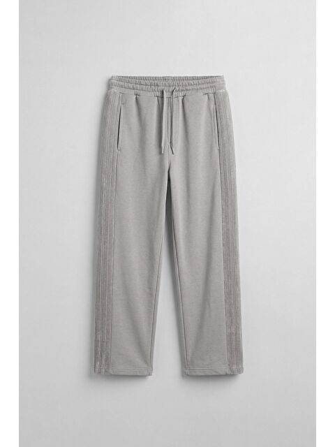 Abluka Online Erkek Baggy Fit Yan Şerit Fitilli Eşofman Altı Gri