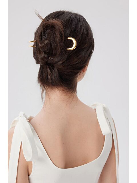 New Obsessions Plain Parlak Metal U Topuz Tokası