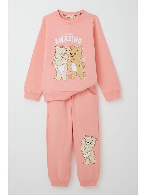 Breeze Kız Bebek Eşofman Takım Eğlenceli Ayıcıklar Baskılı Somon (1.5 Yaş) - S000325279-24085