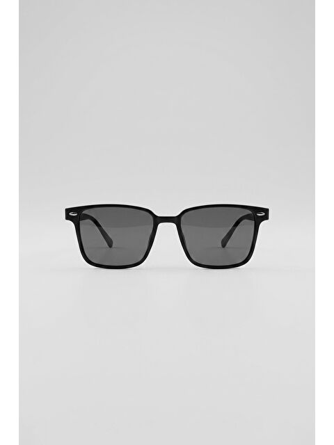 Abluka Online Unisex Apex Dikdörtgen Asetat Çerçeve Güneş Gözlüğü Siyah