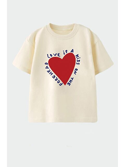 Monila Kız Çocuk Kalp Baskılı Pamuklu T-Shirt - S000514660-25636