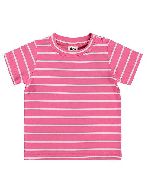 Civil Baby Çizgi Emp Deniz Kızı 6-18 Ay Tişört - Fusya