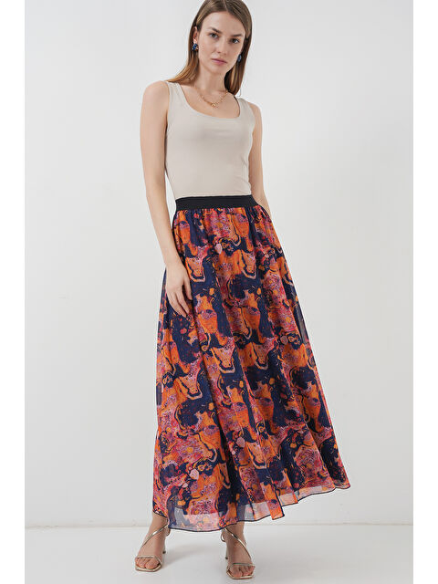 Bigdart 8032 Uzun Şifon Etek - Turuncu - S000346091-20013