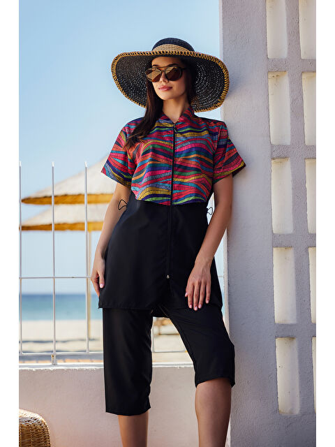 Remsa Mayo Önü Kapaklı Paraşüt Kısa Kollu Yarı Kapalı Mayo Nurel R2606 - S000426784-19351