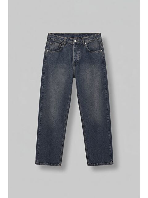 Abluka Online Erkek Baggy Fit Vintage Yıkamalı Jean Pantolon Lacivert
