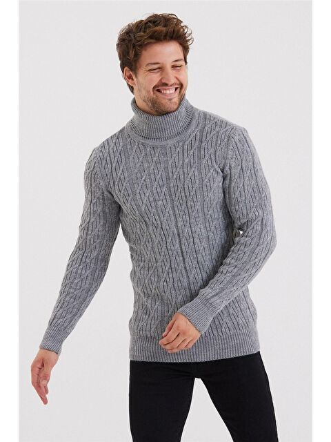 Tarz Cool Erkek Örgü Desenli Triko Kazak - S000223252-20600