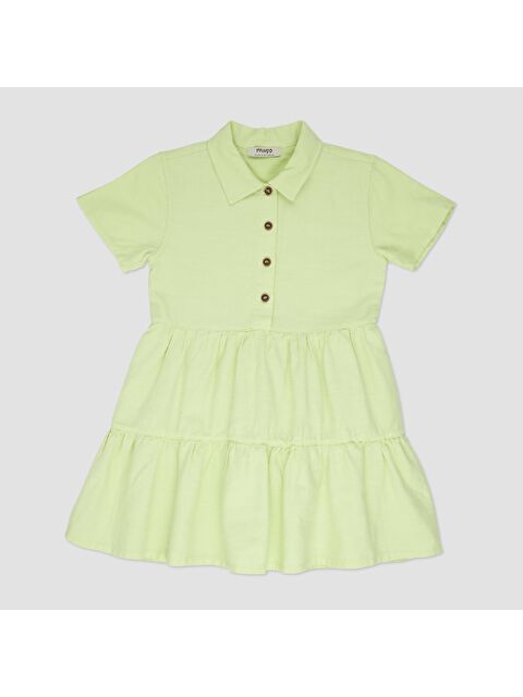 Panço Kız Çocuk Gömlek Yakalı Kısa Kollu Elbise - S000257257-18194