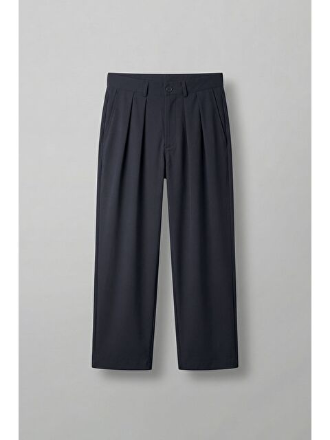 Abluka Online Erkek Baggy Fit Pileli Esnek Pantolon Lacivert