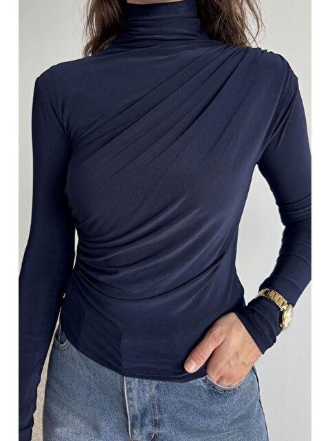 Gülseli Omuz Ve Bel Drapeli Uzun Kol Bluz - S000294110-21164