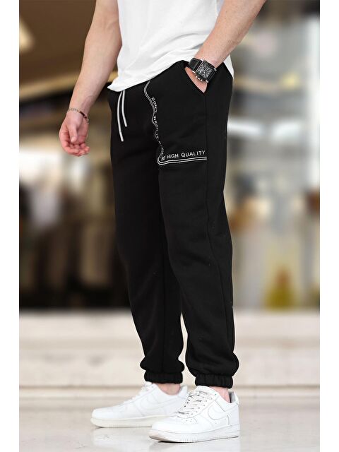 Madmext Siyah  Paçası Lastikli Baskılı Erkek Jogger Eşofman Altı 6549 - S000267565-19351