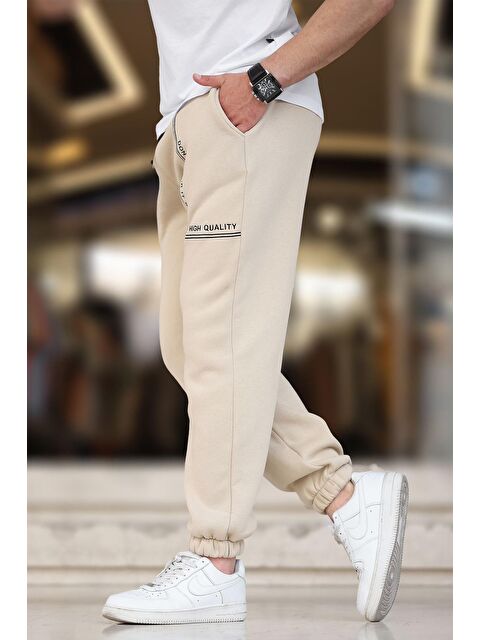 Madmext Bej  Paçası Lastikli Baskılı Erkek Jogger Eşofman Altı 6549 - S000267565-19928