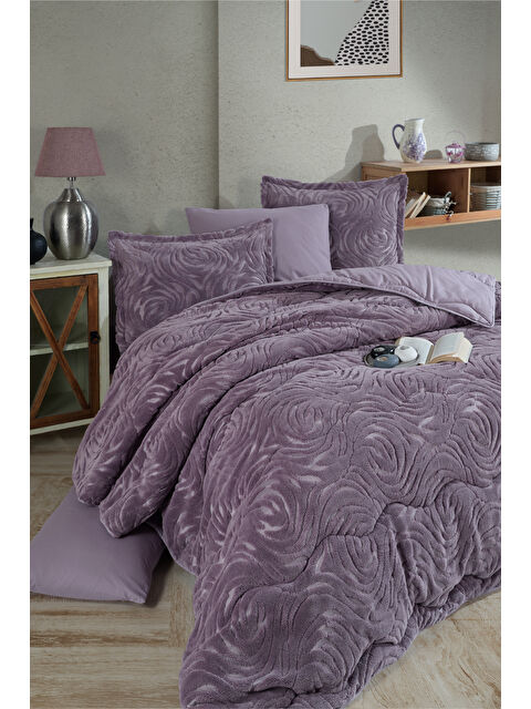 Clasy Wellsoft Jakarlı Tek Kişilik Uyku Seti Reste Lila - S000296787-17878