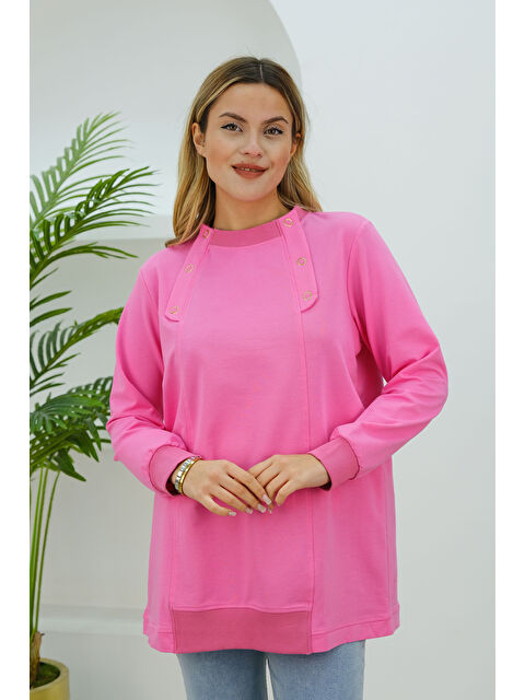 Locco Moda Kuş Gözü Detaylı Tunik Pembe - S000324899-20024