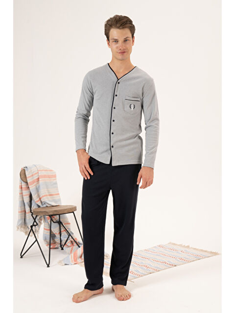Remsa Erkek İnterlok %100 Pamuk Pijama Takımı 23410 Gri - S000296359-20600