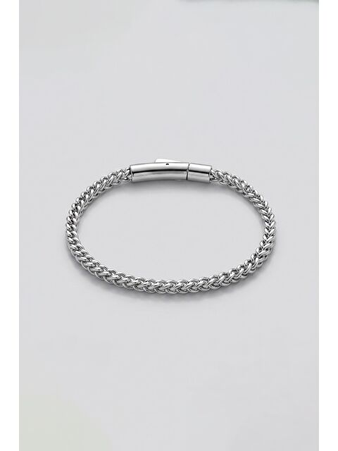 Abluka Online Erkek Kutu Zincir Çelik Bileklik Gümüş