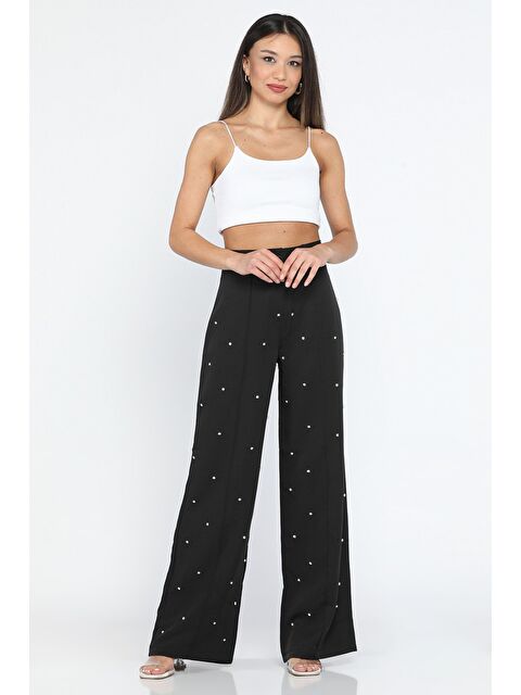 Gülseli Yüksek Bel Taşlı Çimalı Kadın Palazzo Pantolon - S000299855-19351