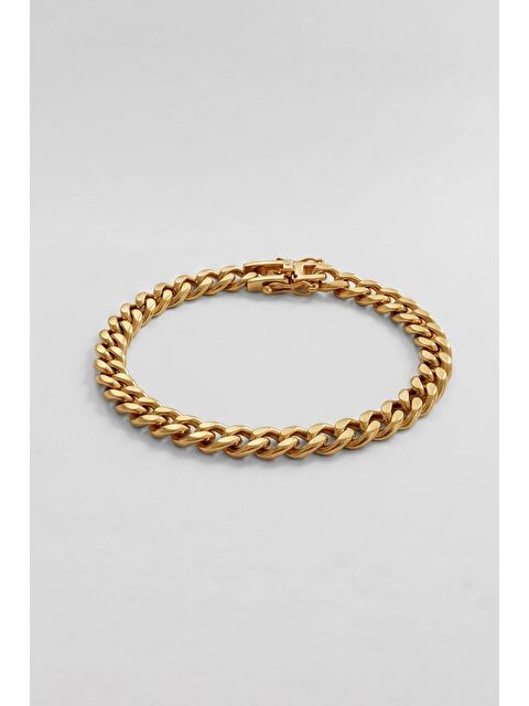 Abluka Online Unisex Küba Zincir Çelik Bileklik Altın