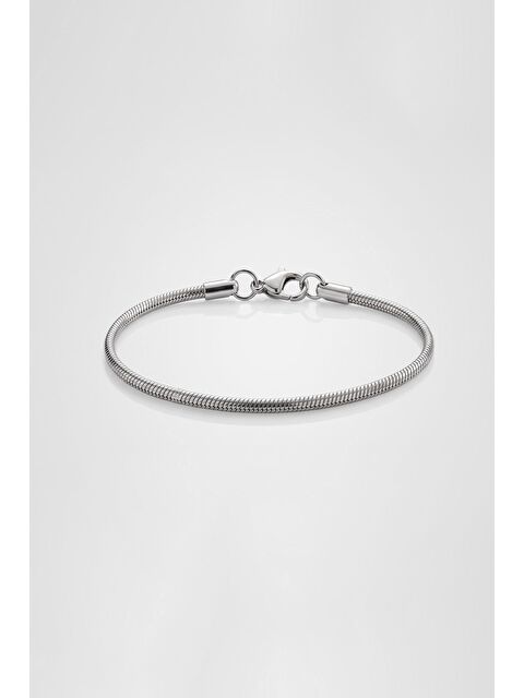 Abluka Online Erkek Minimal İnce Yılan Zincir Çelik Bileklik Gümüş