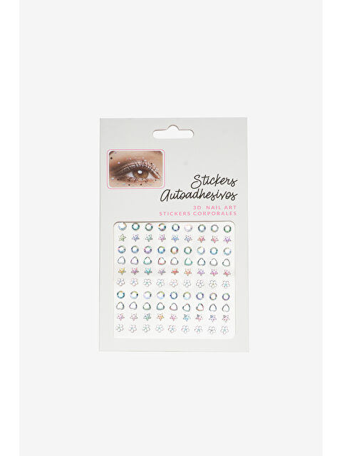 Le Mabelle Gümüş  Yıldız ve Çiçek Desen Kız Çocuk Yüz ve Tırnak Sticker - S000513608-18105