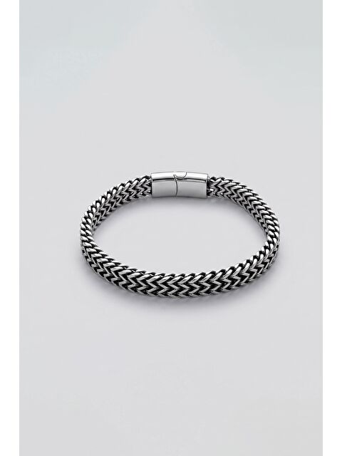 Abluka Online Erkek Kalın Balıksırtı Zincir Çelik Bileklik Gümüş