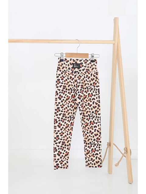 Tofisa Kız Çocuk Bej Baskılı Armalı Tayt - 27204 - S000426034-19928