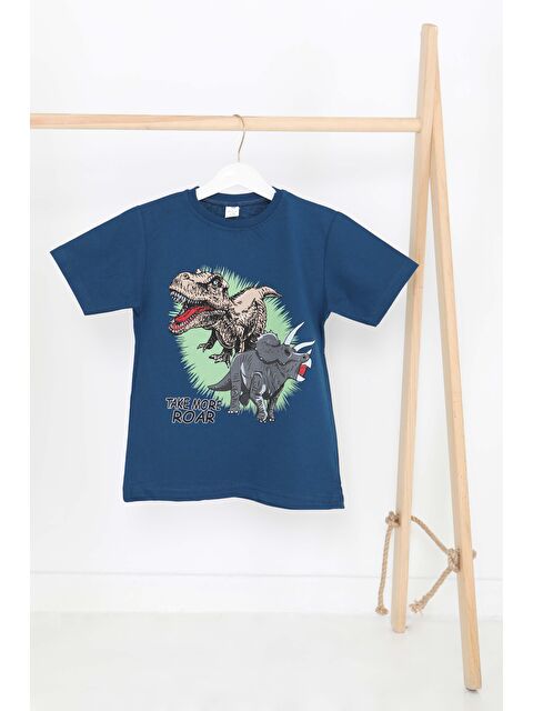 Tofisa Erkek Çocuk Lacivert Baskılı Kısa Kollu T-Şhirt - 27384 - S000426021-21164